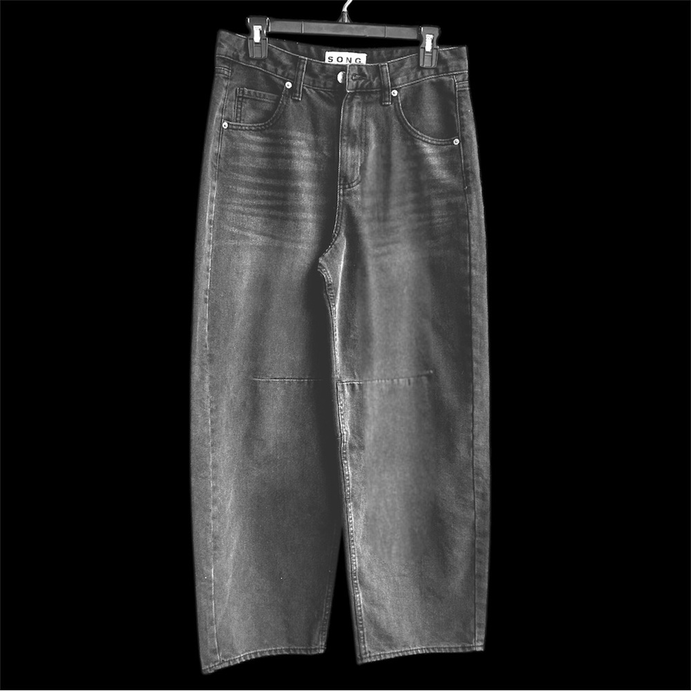 Barrel Legged Jeans Charcoal Jn’s Sz 5/28 90s Edgy Streetwear High Rise Grunge